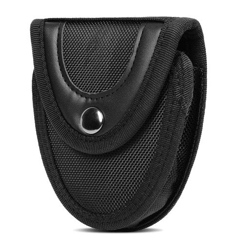 Handcuff Holder，Police Handcuffs Law Enforcement Accessories with Belt Loop， Handcuff Case Hand Cuff Pouch with Copper Snap Flap Top. … (Black, One Pack)