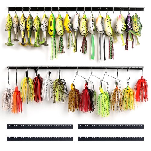 VEYWANE Fishing Lure Display Storage Racks, 15" Wall Mount Metal Fishing Baits/Lures Organizer and Rig Holder 4 PCs