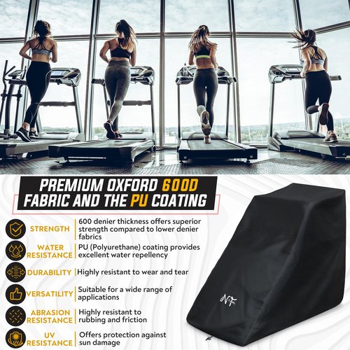 Nova Fortis Waterproof Treadmill Cover for Outdoor & Indoor Protection - One-Sizes-Fits-All Protective Dustproof Covers for Garage Running Equipment & Commercial Exercise Machine - 600D Oxford Quality