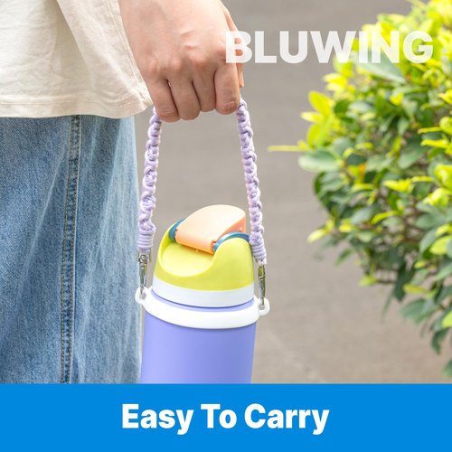 Bluwing Water Bottle Handle Strap Compatible with Owala, Stanley Cup, Handle Strap for Hydro Flask and Most 12-40oz Water Bottles(Daisy Green 4)