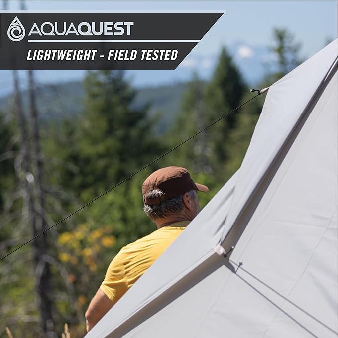 AquaQuest Safari Camping Tarp - Lightweight Durable Rain Fly - Waterproof Camping Essentials for Hiking, Backpacking & Hammock, 10 x 7 ft, Stealth Gray