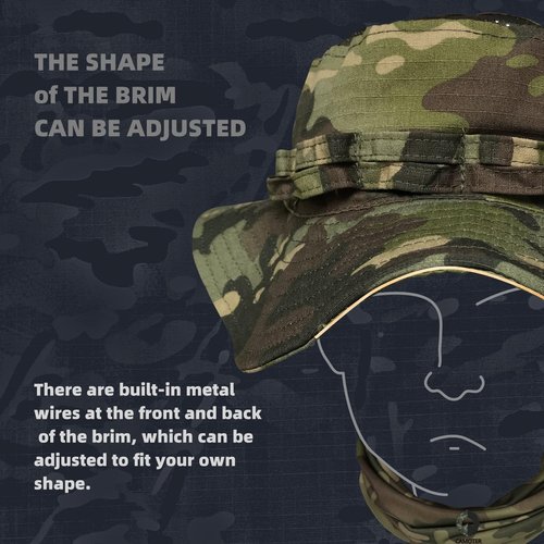 CAMOTER Camo Boonie Sun Hat with Face Mask UV Protection Fishing Hat Bucket Hat for Hunting Hiking Military Tactical Safari