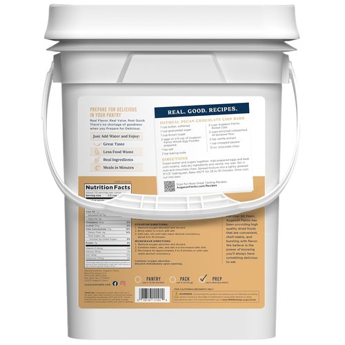 Augason Farms Regular Rolled Oats - 4-Gallon Emergency Food Supply, 113 Servings