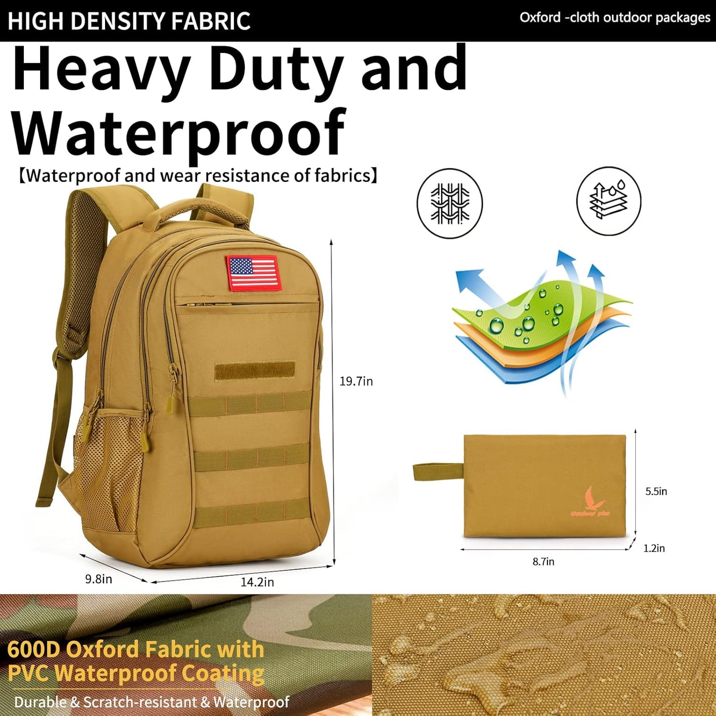 outdoor plus Camo Backpack,Military Boys Backpacks for School,40L Army Bookbag with USB Charging Port Waterproof