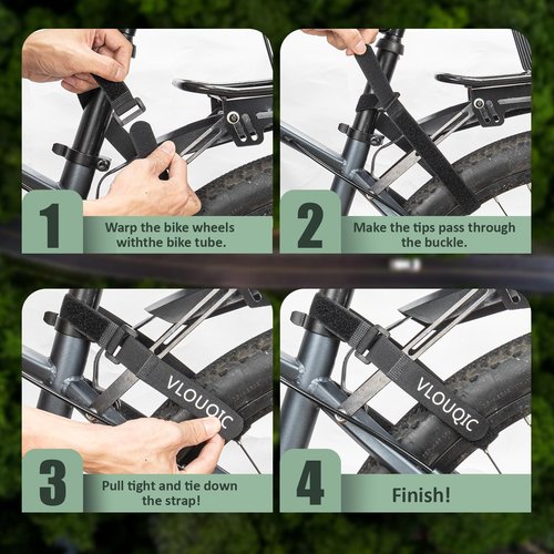 VLOUQIC 4 PCS Bike Rack Straps Bike Wheel Straps, Adjustable Bike Straps for Rack with Durability Hook Bike Car Rack Accessories, Keep The Bicycle Wheel from Spinning for Transportation and Storage