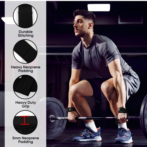 Beast AT Least Weight Lifting Straps,Powerlifting Deadlifting, Anti Slip 60CM Hand Bar Grip, 5MM Neoprene Wrist Support, Heavy Duty Weightlifting Bodybuilding Workout