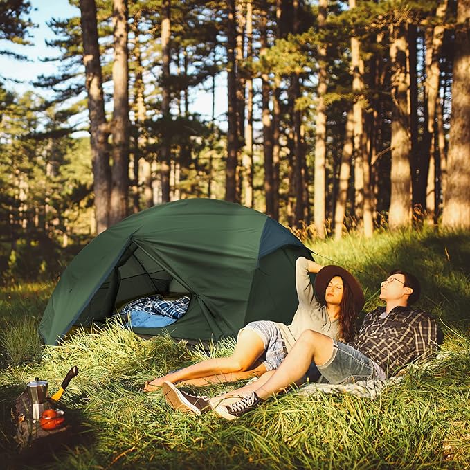 Bessport Camping Tent for 2-3 Person, Lightweight Backpacking Tent Waterproof Windproof Two Doors Easy Setup Double Layer Outdoor Tents for 3 to 4 Seasons, Suitable for Outdoor,Hiking,Camping