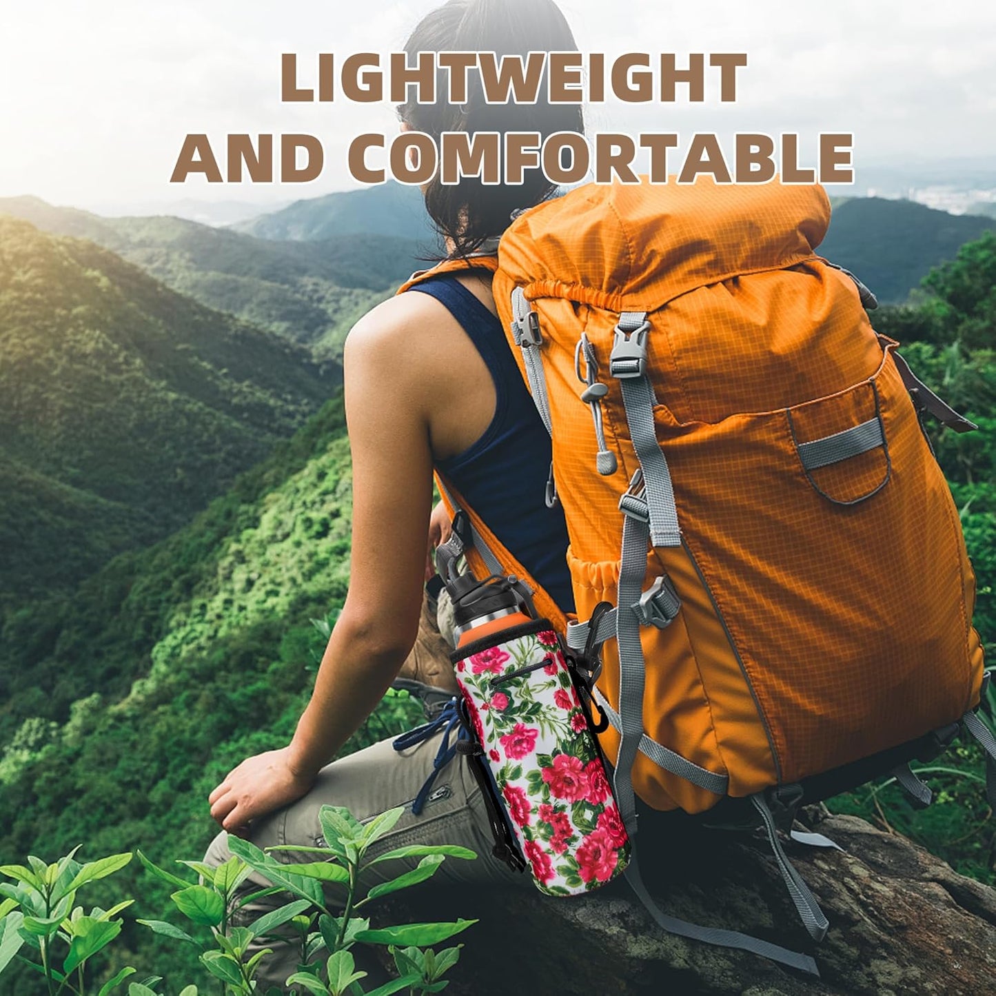 Water Bottle Carrier,Insulated Neoprene Water Gym Travel bottle Holder Bag Protector Sleeve Case Pouch Cover 0.6L or 0.75L, Great for Stainless Steel and Plastic Bottles (BLUE)