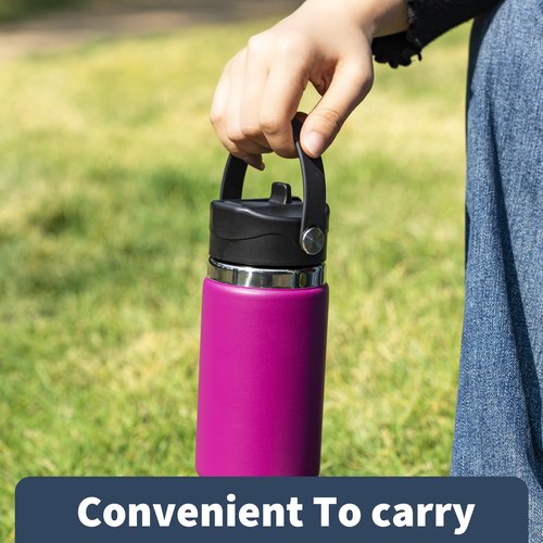 Diumepo Straw Lid for Hydro Flask 12 16 18 20 32 40 oz Wide Mouth Water Bottle, Replacement Straw Top Cap with Straws and Brush, BPA Free (Black)
