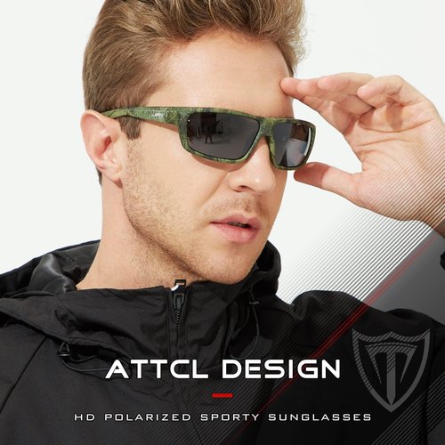 ATTCL Bundle Polarized Wrap Sunglasses For Men+Night Driving Glasses for men:(5001-Camouflage)+(5001-Night Driving Glasses)