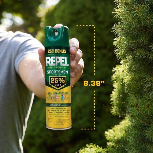 Repel Insect Repellent Sportsmen Formula 25% DEET, 8.125 Ounces, Bonus Aerosol with 25% DEET to Repel Mosquitoes, Ticks, Gnats, Biting Flies, Chiggers and Fleas for Long-Lasting Protection