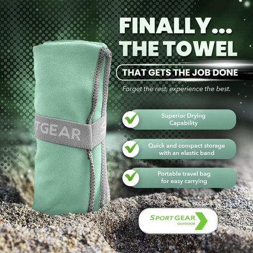 SPORT GEAR Quick Dry Camping & Travel Towel – Microfiber Travel Sports Towel, Beach & Gym Sweat Towels for Men & Women, Fast Drying Lightweight Quick Dry Towels for Body