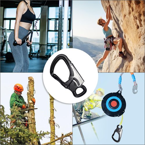 S.E.PEAK 25kN Aluminum Snap Hook, CE Certified Lightweight Double Lock Captive Eye Forged Hook Clip, Rappelling Rescue Gear Equipment for Climbing, Tree Work
