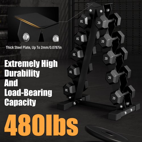 ACENFC Barbell A-Frame Dumbbell Weight Rack, Dumbbell Rack Stand Only, Weight Rack for Dumbbells 5 Tier with 500 LB Weight Capacity, Home Gym Storage Solution (Blue)