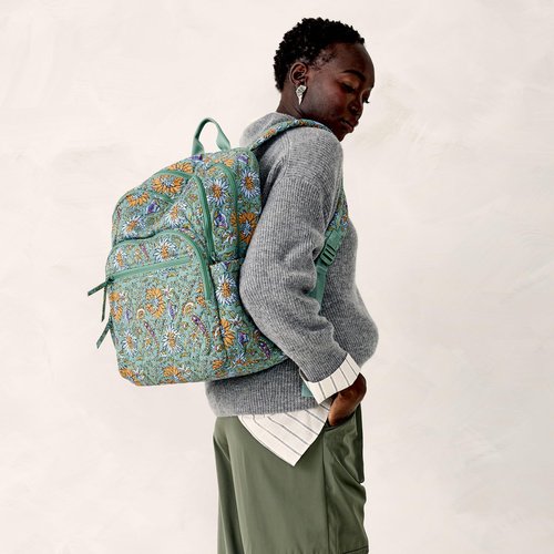 Vera Bradley Large Bancroft Backpack-Premium Cotton, Gemstone Paisley