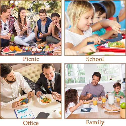 LAGAHS Picnic Cutlery, Reusable Plastic Table Cutlery, Lunch Box, for Travel Picnic Camping Work School or Daily Use (Blue)