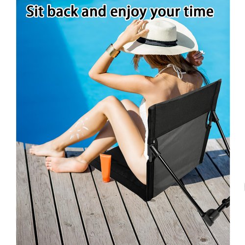 Yewaii Foldable Adult Flip Seat, Foldable Pool Chairs, Portable Outdoor Chair for Poolside, Tailgating, Camping, Sporting Events, Picnic and Beach Chair (Black)