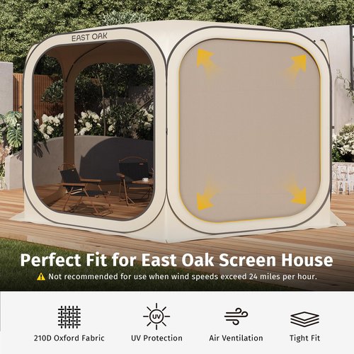 EAST OAK Sun Shade Sail Canopy Cover for EAST OAK Screen House & Pop-Up Tent 12 x 12 FT, Sun Protection, UPF 50+, 210D Oxford Silver-Coated Fabric, 75" x 63", Pack of 3 (Not Include Tent)