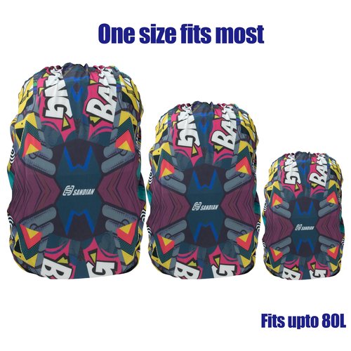 SANDIAN, All Backpack Rain Cover, Stretch Fits Most 25-80L Capacity, Strong TPU Coated, All Weather Resistant, Anti-Slip, Lightweight, Universal Fit with Plastic Stopper (Youth)