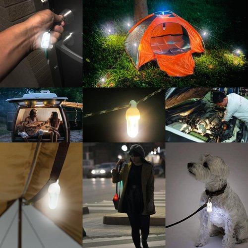 DOKeep USB Mini LED Lantern, 2 Pack Waterproof EDC Keychain LED Flashlight for Camping, Type-C Rechargeable Battery Small Stick Lamp Puck Dog Collar Torch Light (Warm White+Red)