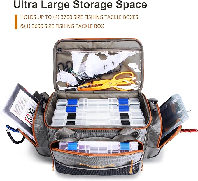Fishing Tackle Box Bag - Fishing Bags for Saltwater or Freshwater (#Grey) Fishing Tackle Bags - Padded Shoulder Strap - Tackle Bag for 3600 3700 Tackle Box