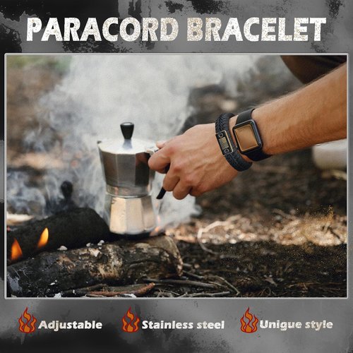 MONOBIN 550 Paracord Bracelet with Bow Shackle, Tactical Survival Bracelet with Bronze USA Flag for Men Camping and Emergency
