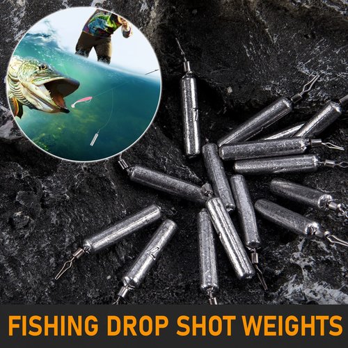 Dr.Fish 50 Pack Fishing Drop Shot Weights Lead Fishing Weights Pencil Skinny Sinkers with Barrel Swivels for Freshwater Bass Fishing 1oz