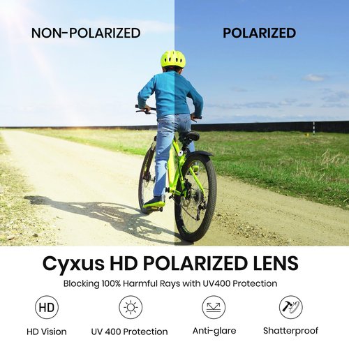 Cyxus Kids Sports Sunglasses Polarized UV400 Protection Youth Baseball Sunglasses for Boys Girls Cycling Softball