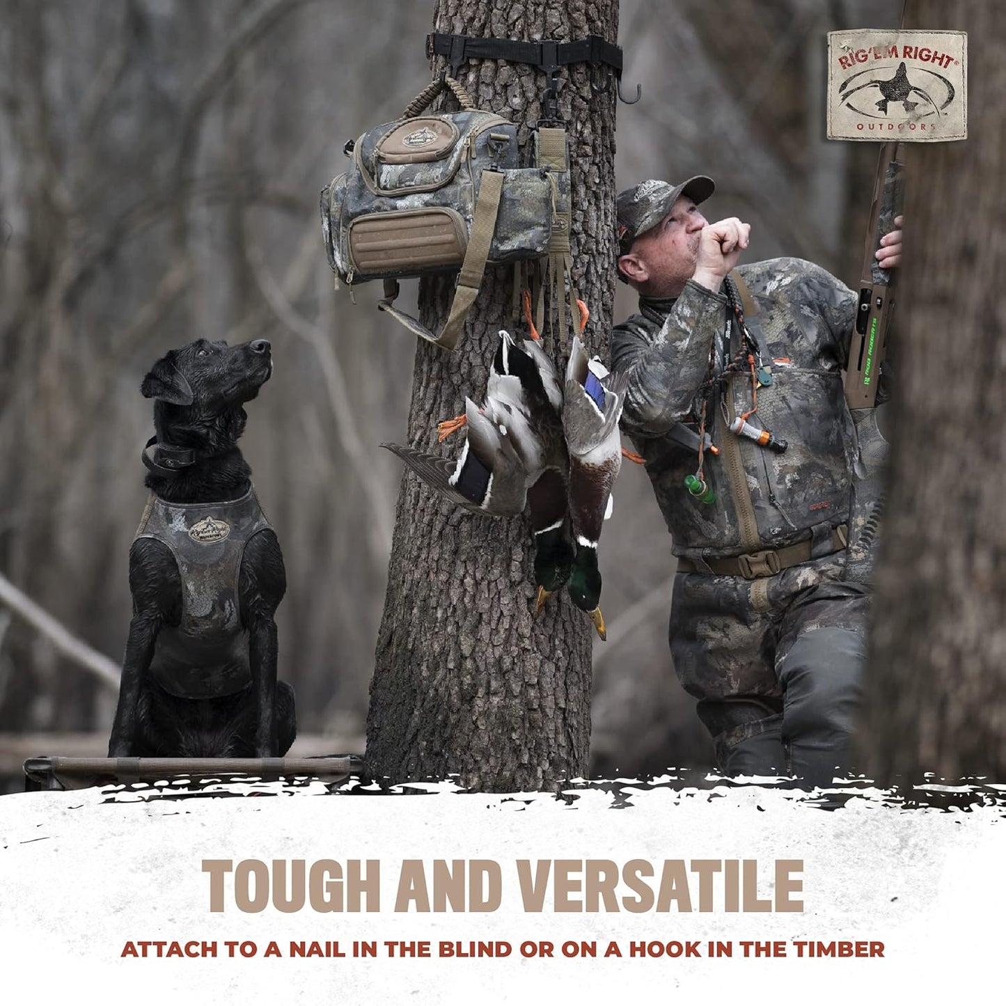 Rig'Em Right Waterfowl Lock and Load Duck Hunting Blind Bag with Molded Ammo Compartments, Sunglasses Case, Drink Holder and More (Optifade Marsh Camo)