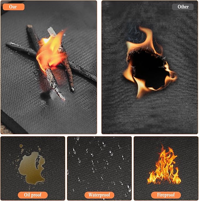 Thickened Grill Mat for Outdoor Grill, Double Sided Fireproof BBQ Mats, Outdoor Grill Deck Protector, Fire Pit Pad for Grilling to Protect The Deck, Patio, Pavers - 1mm (65 x 45 x 0.04 Inch)