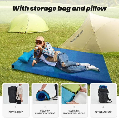 Memory Foam Camping Mattress Sleeping Pad, Portable Roll up Mattress with Travel Bag, 3 Inch Waterproof Camping Mat for Car Tent Floor, Comfortable Sleeping Mats for Guests and Adults Sleepover