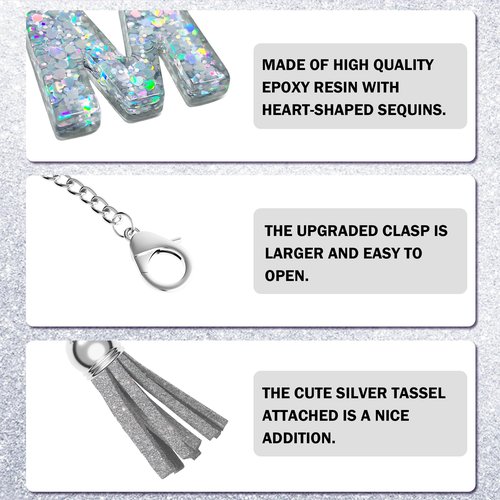 URSUN Silver Letter Charm for Stanley Cup, 1PCS Bling Tumbler Accessories Charm for Handle, Personalized Initial Keychain Charm for Women Girls (Letter-A)
