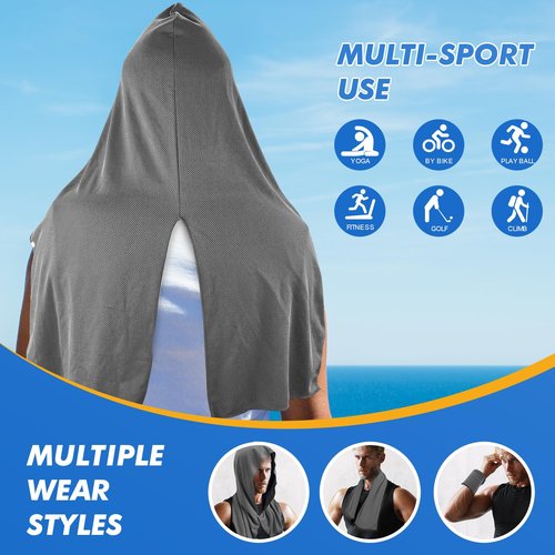 CSITE Cooling Hoodie Towels, Instant Cooling Towels for Neck and Face, UPF 50 Sun Protection, Ice Towel for Hot Weather, Head Towel for Sports, Camping, Cycling & More Activities