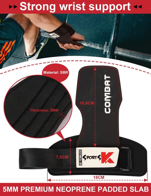 KUTOOK Weight Lifting Wrist Strap Men Women Lifting Wrist Straps Workout Deadlift Muñequeras Para Gym Wrist Support Black & Red M
