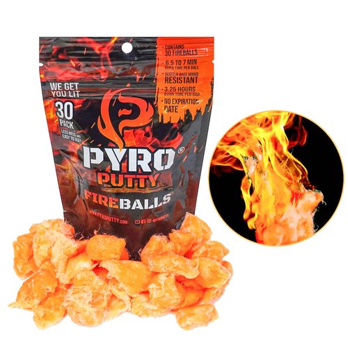 Pyro Putty Fire Balls: Fire Plugs Fire Starter with 7 Minute Burn Time, Waterproof, Weatherproof Emergency Kit Survival Gear Essential - 30 Pack