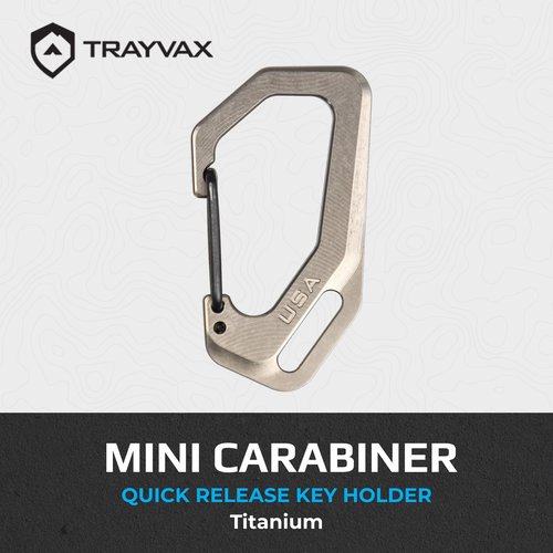 Trayvax Carabiner Clip, Heavy Duty EDC Quick Release Keychain with Attachment Point for Keys, Key Clip for Everyday Carry, Titanium