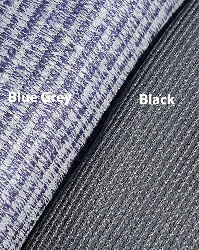 FoundGo Awning Carpet HDPE Camping Outdoor Rug with Eyelets,Nails,Broom,for RV,Patio,Backyard,Picnic,Beach,Trailer 9'*12' (2.74 * 3.66m) -Blue Grey