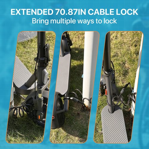 Cable Lock with Holder,Scooter Lock for Electric Scooter Adults, Bikelock with 4 Digit Resettable Combination, 5.9 FEET Long,0.39in Diameter