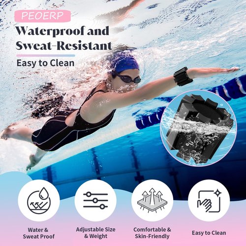 PEOERP Ankle Weights for Women Men, Adjustable Wrist Weighted Bracelet for Home Gym Workout, Walking, Running, Travel, Pilate, Yoga, Exercise,Barre,Strength Training. Set of 2 (1Lb Each) (Black)