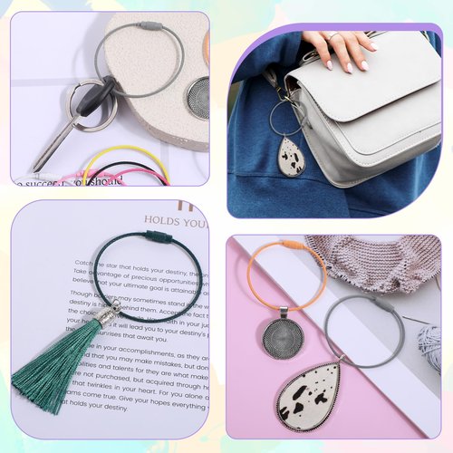 Styquenzer 20pcs Wire Keychain Cable, 6 inch Stainless Steel, Modern Keychain Accessories, Unisex-Adults, Yellow, Blue, Gray, Pink, Orange, White, Rose, Red, Purple, Dark Green, Black