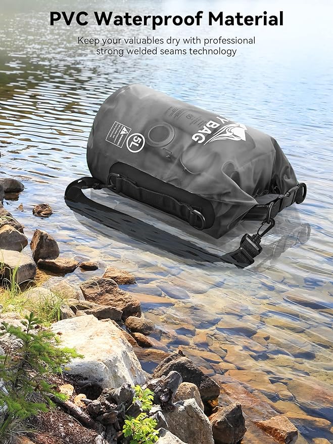 HEETA Dry Bag Waterproof for Women Men, 5L/10L/20L/30L/40L Roll Top Lightweight Dry Storage Bag Backpack with Phone Case for Travel, Swimming, Boating, Kayaking, Camping & Beach, 11 Transparent Colors