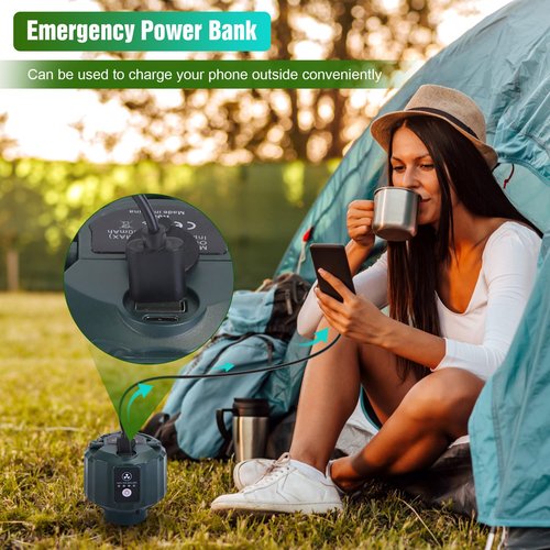 Tent Ceiling Fan for Camping,5200mAh USB Battery Operated Portable Camping Fan Hanging Tent Lantern Fan with 3 LED Light Brightness 3 Fan Speed Smart Timer Remote Control for Outdoor Tent Canopy,RV