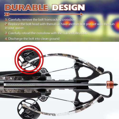 Feekoon 2 Pack Crossbow Bolt Decocking Head, Decocking Point Crossbow Arrow Release Tip Fit for Most Hunting and Competition Arrows and Bolts, Release Recurve, Compound Bow(Orange)