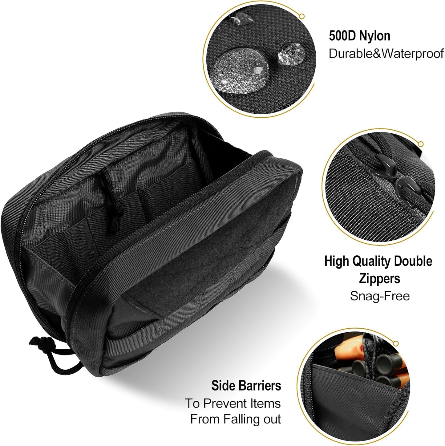 OneTigris Tactical Molle Pouches,Large Admin Pouch Utility Tool Pouch, Multi-Purpose Molle Accessories Waist Belt Pouch Bag 8" x 5" x 2.5"