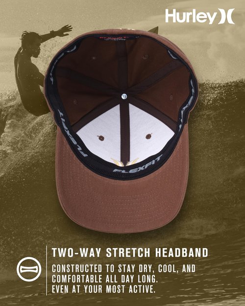 Hurley Mens Baseball Cap - Flexfit Fitted Baseball Caps for Men (Sizes: S-XL), Size Large-X-Large, Cedar