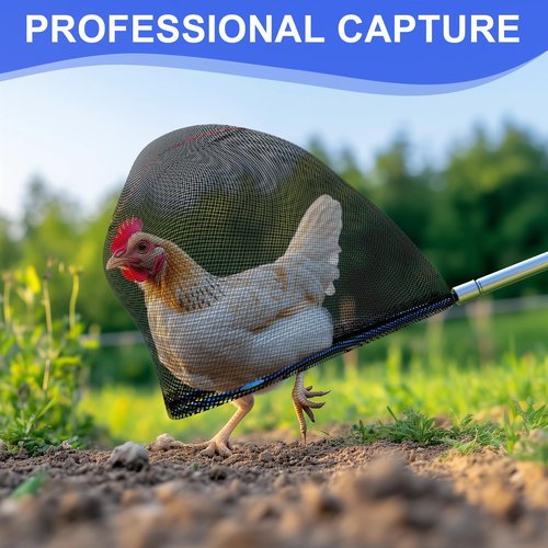 Viscogrip Chicken Catching Net 2 Pcs, Chicken Net for Chicken Supplies, Stainless Steel Poultry Catcher for Catching Small Chicken, Goose, Ducks, Fish, Birds(2 Nets, 1 Pole Included