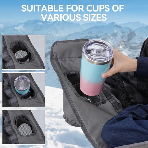 Huskfirm Double Camping Chairs Padded Loveseat Chair for 2 Person - Heavy Duty Oversized Camping Couch for Adults Outdoor Lawn Beach - Portable Folding Sofa with Cup Holders and Carry Bag, Grey