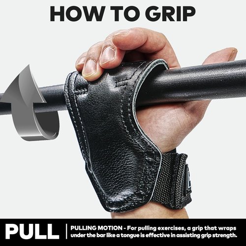 THE WEIGHT COMPANY® PRO GRIPS - Leather Weightlifting Wrist Straps for Powerlifting, Bodybuilding, Deadlifts, Strength Training for Men & Women (Pair) Padded Neoprene with Cowhide (Black, L)