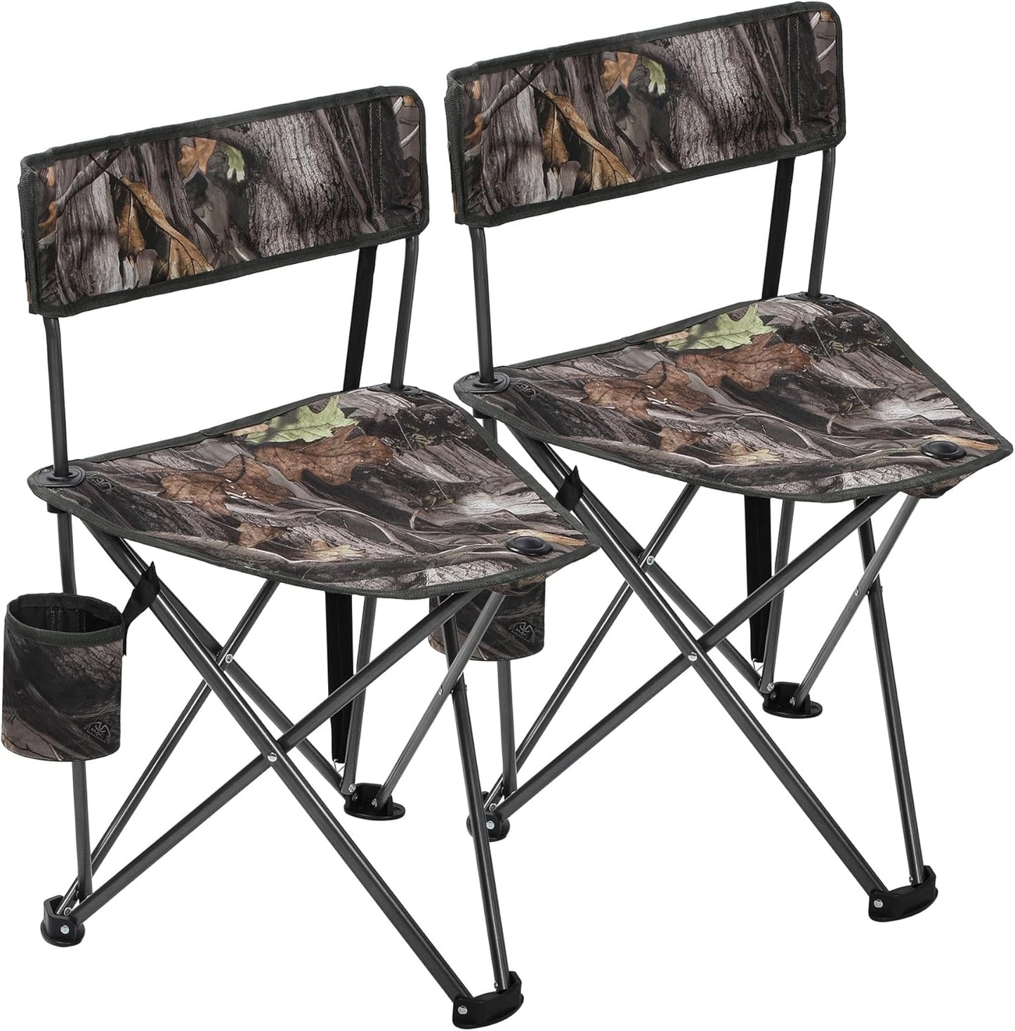 REDCAMP 2 Pack Tripod Hunting Chairs for Blinds, Folding Lightweight Portable Fishing Chair for Adults Hunting Stools with Backrest, Golf Chairs for Spectators, Camo