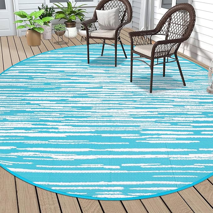 HEBE Outdoor Rug 8ft for Patios Clearance Waterproof Patio Mat Plastic Straw Rug Reversible RV Camping Tent Rug Outside Indoor Outdoor Area Rugs for RV,Deck,Beach,Balcony,Camper